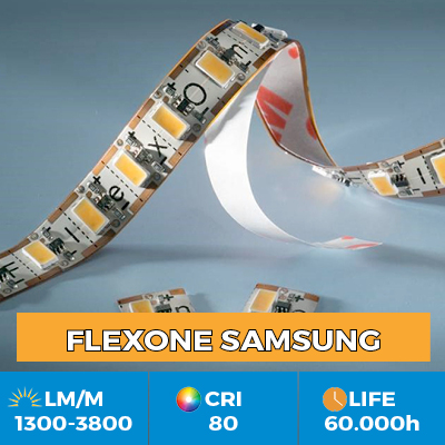 Benzi Flexibile Profesionale FlexOne LED Samsung, se pot taia la fiecare LED, flux luminos de pana la 3800 lm/m
